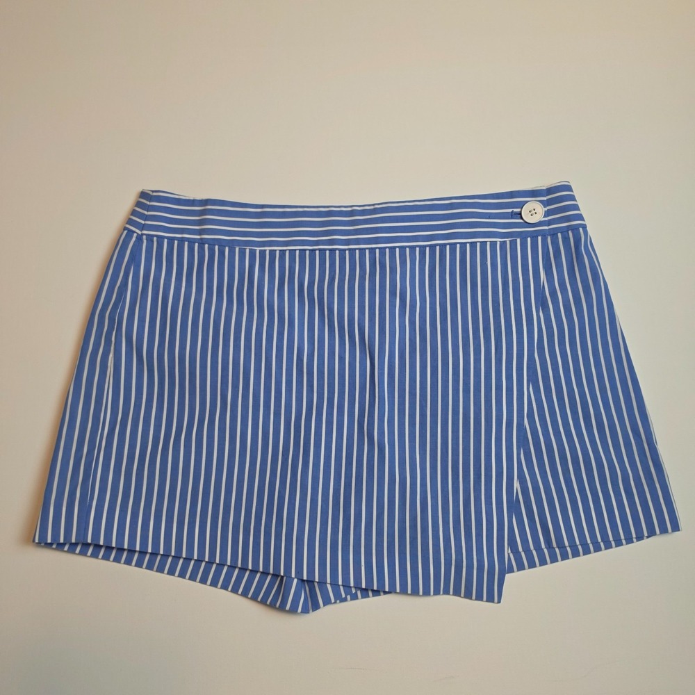 Club Monaco Striped Wrap Front Skort Blue White Size 8